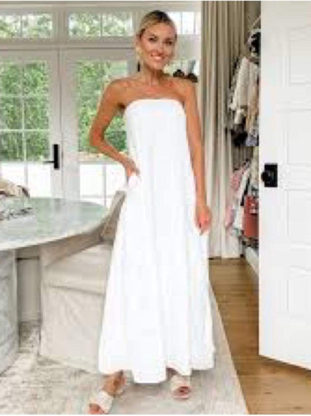 NWT Quince 100% European Linen Strapless Maxi Dress in White Sz S - Picture 15 of 15